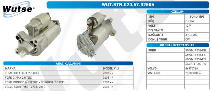 MARŞ MOTORU 12V (MOTORCRAFT TİPİ) FOCUS II/III 03-