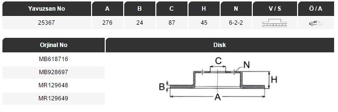 FREN DİSKİ (ÖN)(276MM) L200 2.5 4WD 94-01