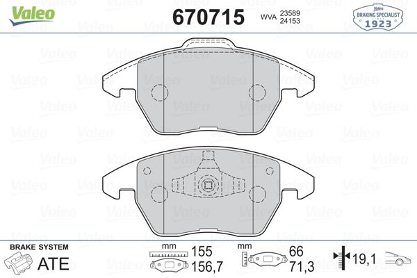 DİSK BALATA (ÖN) PEUGEOT 207 1.6 16V 07-12 / 208 1.0-1.2 VTI-1.4 VTI-1.5 BLUEHDİ-1.6 12-19 / 307 2.0 HDİ-2.0 16V 04-08 / 308 1.6 16V-2.0 HDİ 07-12 / CITROEN C4 2.0 16V-2.0 HDİ 04-10