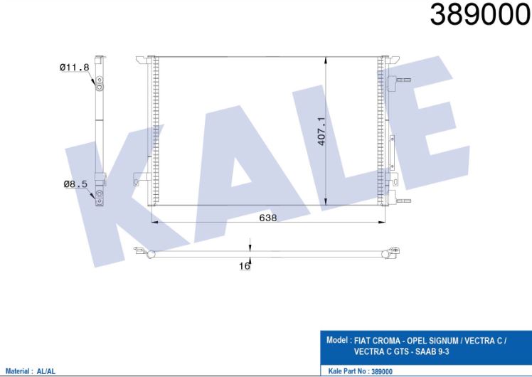 KLİMA RADYATÖRÜ (BRAZING)(MT)(KURUTUCUSUZ) OPEL SIGNUM-VECTRA C