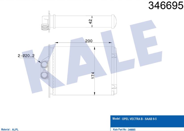 KALORİFER RADYATÖRÜ (MEKANİK)(BORUSUZ) OPEL VECTRA B-SAAB 9-5 96-02