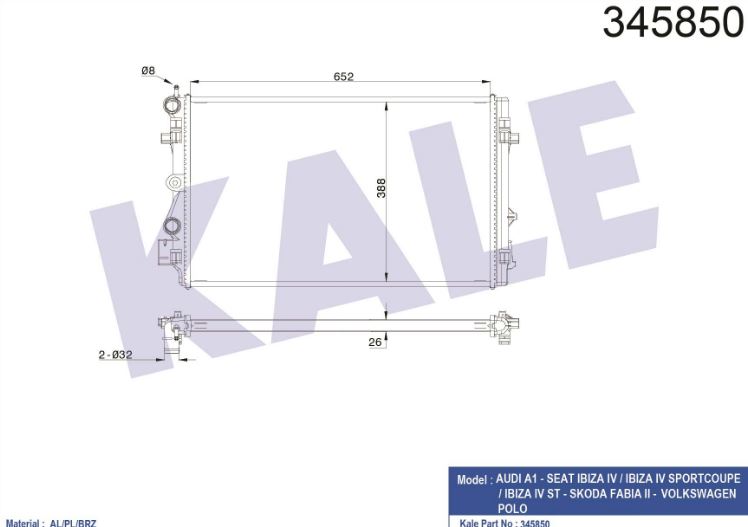 SU RADYATÖRÜ (BRAZING)(MT) AUDI A1 (10+) IBIZA (08+) POLO (09+) 1.4T