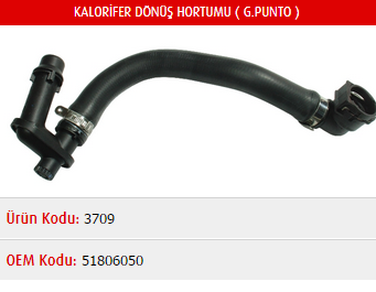 KALORİFER ÇIKIŞ HORTUMU FIAT GRANDE PUNTO 1.9 JTD