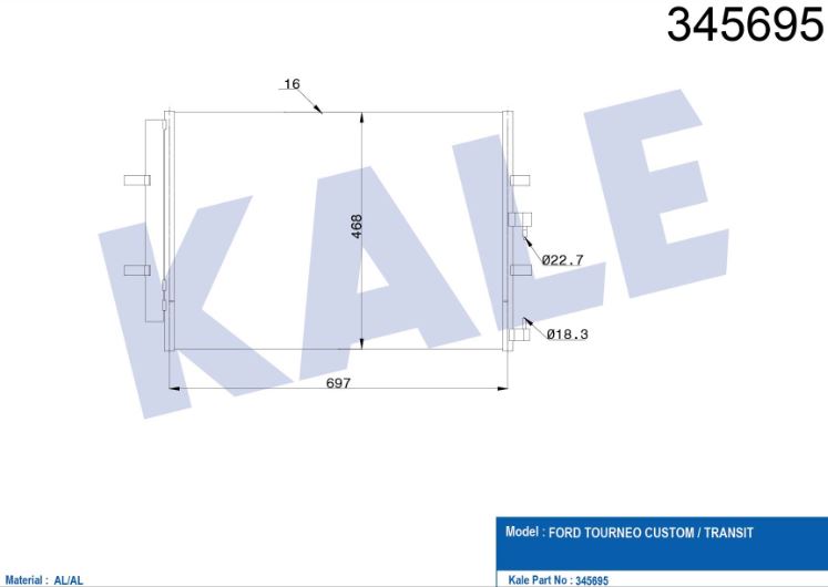 KLİMA RADYATÖRÜ (BRAZING)(MT)(KURUTUCULU) FORD TRANSIT V363 (14+)