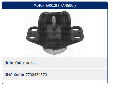 MOTOR TAKOZU RENAULT KANGOO 1.9D / CLIO II / CLIO SYMBOL / R19 EXPRESS