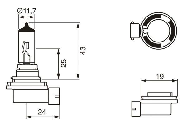 AMPUL , ECO , HALOJEN 12V H11 55W (PGJ19-2)