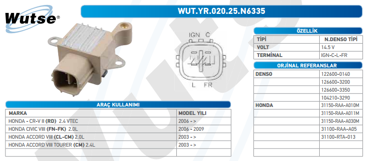 KONJEKTÖR 12V (DENSO TİPİ) HONDA CRV 07-09