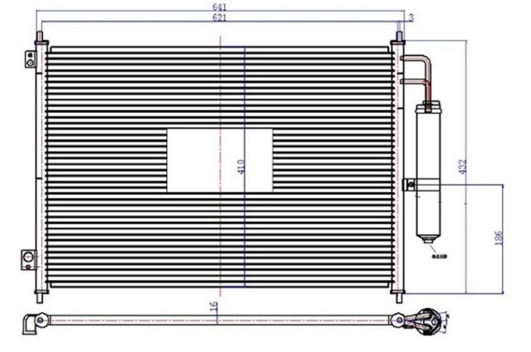 KLİMA RADYATÖRÜ NISSAN X-TRAİL (DİZEL/BENZİN) 07- (642x388x16)