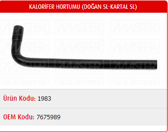 KALORİFER HORTUMU FIAT DOĞAN / ŞAHİN / KARTAL