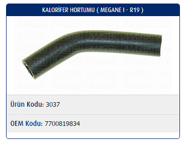 KALORİFER HORTUMU RENAULT MEGANE I / R19