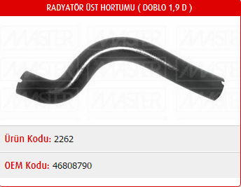 RADYATÖR ÜST HORTUMU FIAT DOBLO 1.9D 00-