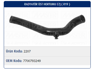 RADYATÖR ÜST HORTUMU RENAULT R19 1.4 ENJ-E7J