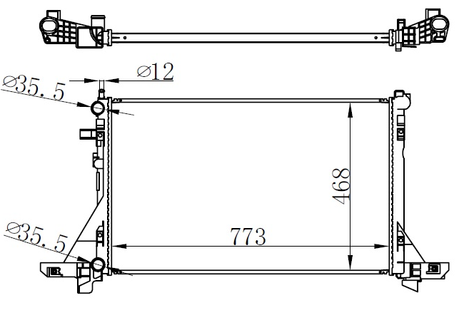 SU RADYATÖRÜ (BRAZING)(BRN083) RENAULT MASTER III 2.3 CDTİ 10+ AYNI TARAF (773X468X22)