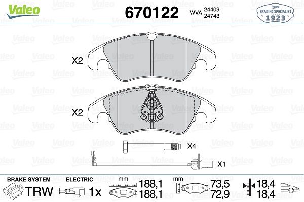 DİSK BALATA (ÖN) AUDI A4 1.8 TFSI-2.0 TDI-2.0 TFSI 08-15 / A5 1.8 TFSI-2.0 TDI-2.0 TFSI 08-13