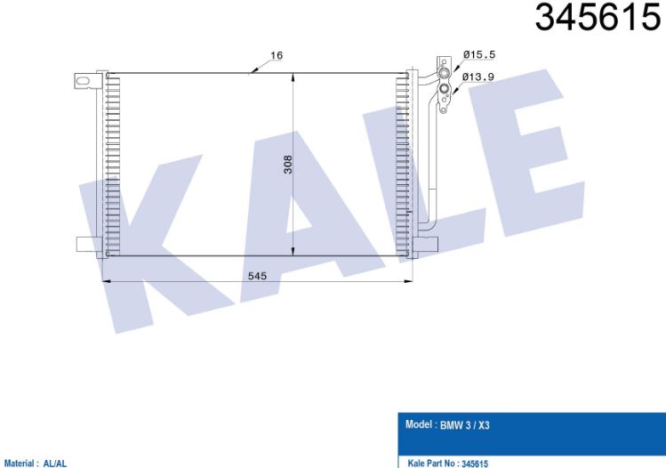 KLİMA RADYATÖRÜ (BRAZING)(KURUTUCUSUZ) BMW 3 / X3 AL/AL