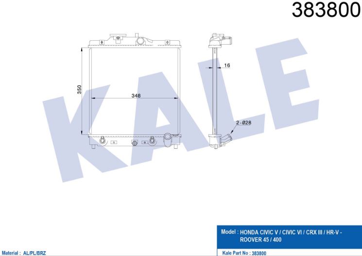 SU RADYATÖRÜ (BRAZING)(AT) HONDA CIVIC V-CIVIC VI