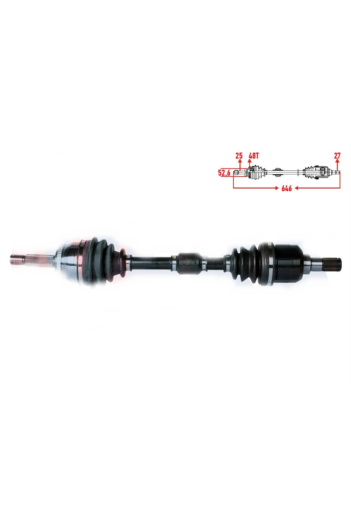 AKS KOMPLE (SOL)(ABSLİ)(646mm ABS-48) HYUNDAI İ20 1.4 CRDI 08-14