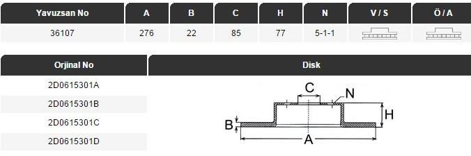 FREN DİSKİ (ÖN)(276MM) VW LT 25,35,46 96-06