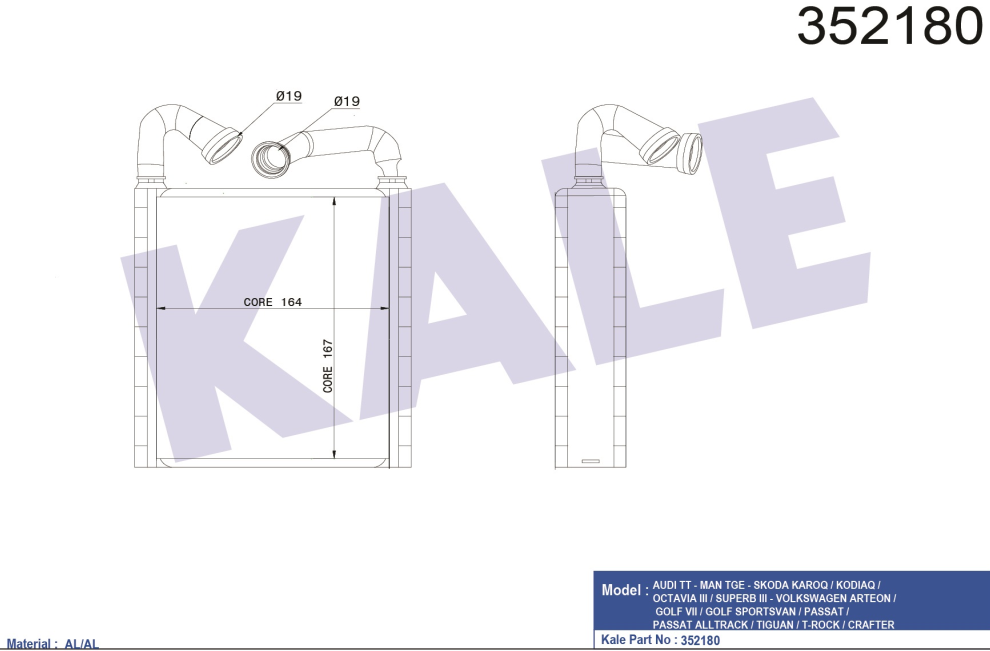 KALORİFER RADYATÖRÜ (BRAZING) VW GOLF VII (12+) / GOLF SPORTSVAN (14+)