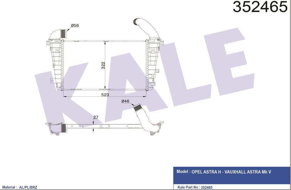 INTERCOOLER (BRAZING) OPEL ASTRA H 1.3 / 1.9CDTI 2.0 TURBO 04-10