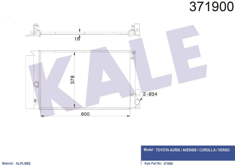 SU RADYATÖRÜ (BRAZING)(AT) TOYOTA AURIS-COROLLA-VERSO