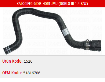 KALORİFER HORTUMU FIAT DOBLO III 1.4 16V 09- (BENZİNLİ)