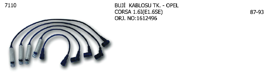 BUJİ KABLOSU TK. OPEL ASTRA 91-93 / COMBO 94-01 / CORSA 82-89 / KADETT 90-91 / VECTRA 88-95