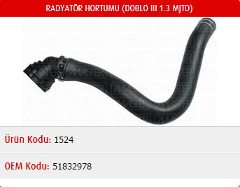 RADYATÖR ÜST HORTUMU FIAT DOBLO III 1.3 MJTD 09-