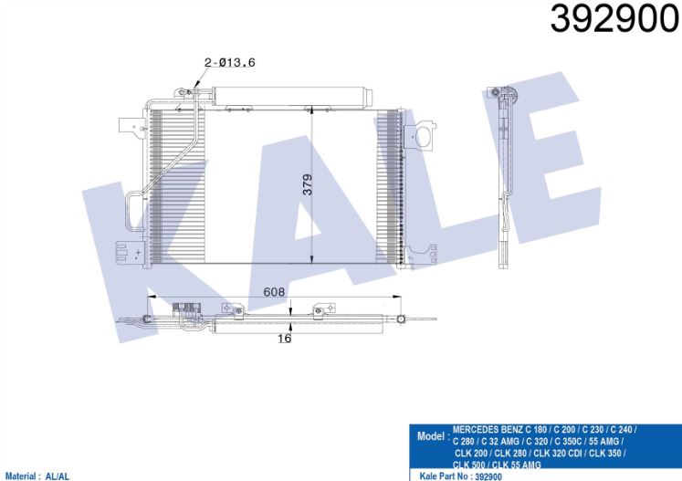 KLİMA RADYATÖRÜ (BRAZING)(AT/MT)(KURUTUCUSUZ) M.BENZ W203 S203 C180-C200 (00=>0