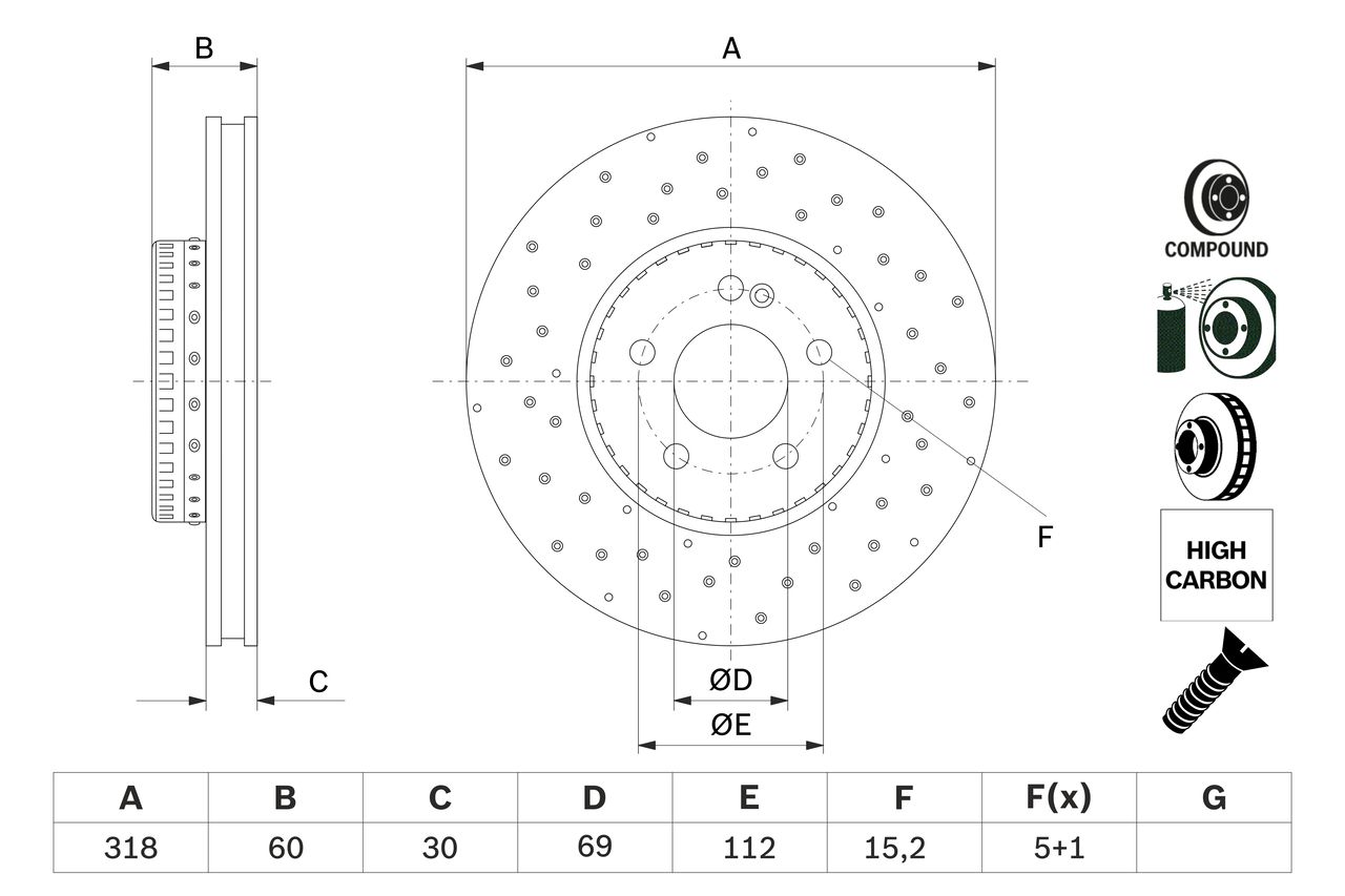 FREN DİSKİ (ÖN)(318MM) MERCEDES C205 A205 W205 14-