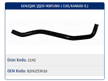 GENLEŞME ŞİŞESİ HORTUMU RENAULT CLIO II 1.5 K9K / KANGOO 1.5 K9K