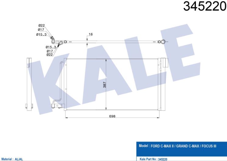 KLİMA RADYATÖRÜ (BRAZING)(KURUTUCULU) FORD FOCUS III 1.6 16V /2.0 TDCI