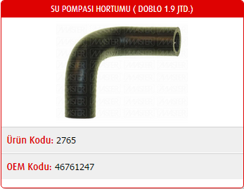 SU POMPASI HORTUMU FIAT DOBLO 1.9 JTD 00-