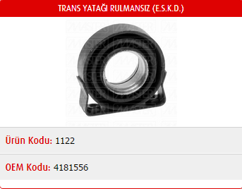 TRANS YATAĞI (RULMANSIZ) FIAT TOFAŞ M131 / M124 DKŞ