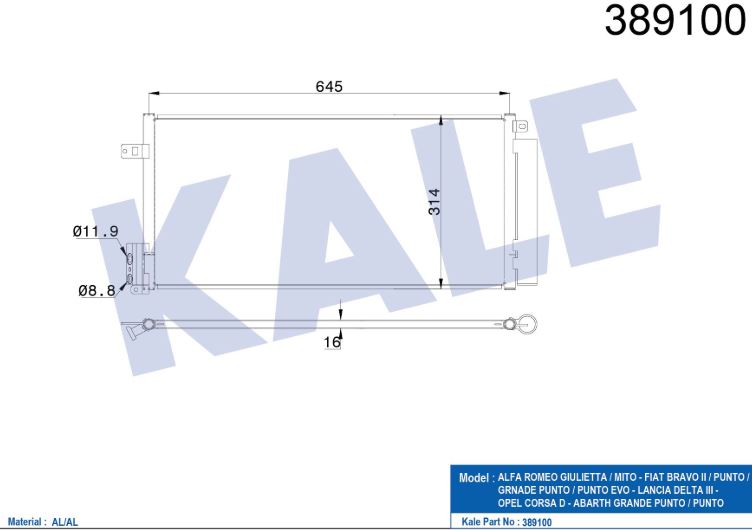 KLİMA RADYATÖRÜ (BRAZING)(KURUTUCULU) FIAT BRAVO II-PUNTO-EVO