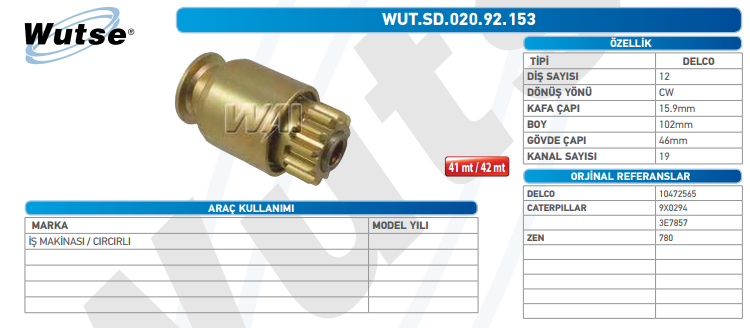 MARŞ DİŞLİSİ (DELCO TİPİ) 12T 41MT İŞM MAKİNASI