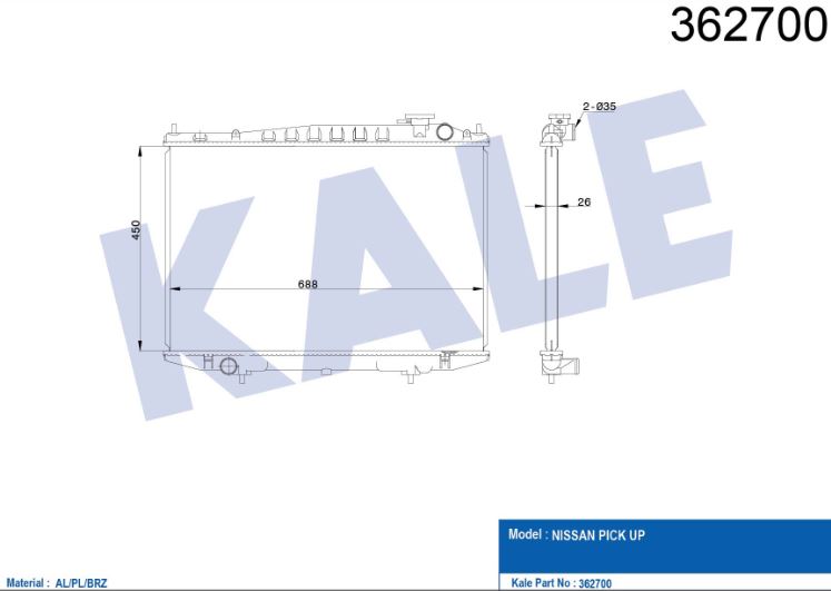 SU RADYATÖRÜ (BRAZING)(MT) NISSAN PICK-UP