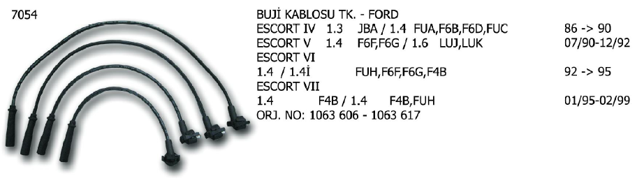 BUJİ KABLOSU TK. FORD ESCORT CL 1.6 91-95 / FIESTA 89-96