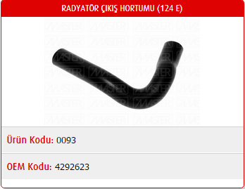 RADYATÖR ÇIKIŞ HORTUMU FIAT TOFAŞ M131 / M124 DKŞ