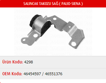 SALINCAK TAKOZU (SAĞ) FIAT ALBEA 03-