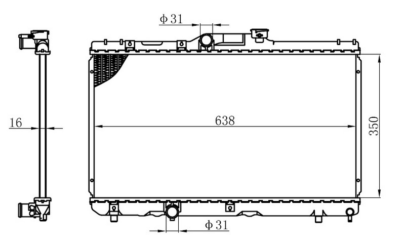 SU RADYATÖRÜ (BRAZİNG)(350X638X16) TOYOTA COROLLA AE101