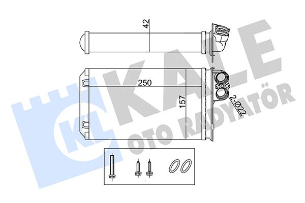 KALORİFER RADYATÖRÜ PEUGEOT 406 1.6 1.8 2.0 16V 00<04 (BORUSUZ-APARATLI) [MEKANİK] [250X157X42]