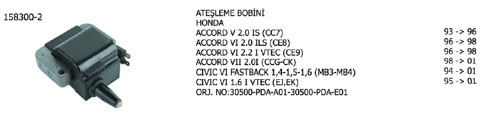 ATEŞLEME BOBİNİ HONDA ACCORD 96-02 / CIVIC 97-01 / ROVER 400 95-00 / ROVER 600 93-96