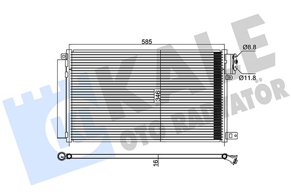 KLİMA RADYATÖRÜ FIAT DOBLO III 1.4I 09=> - ALFA ROMEO 1.4I 08=> - OPEL COMBO 1.4I 12=> KURUTUCU İLE [BRAZING AL/AL] [565X346X16]