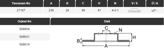 FREN DİSKİ (ÖN)(236MM) ASTRA F 91-99,COMBO-CORSA 94-01