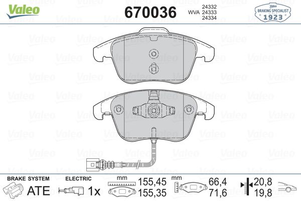 DİSK BALATA (ÖN) VW TIGUAN 1.4 TSI-2.0 TDI-2.0 TSI 07-18 / AUDI Q3 1.4 TFSI-2.0 TDI-2.0 TFSI 12-18