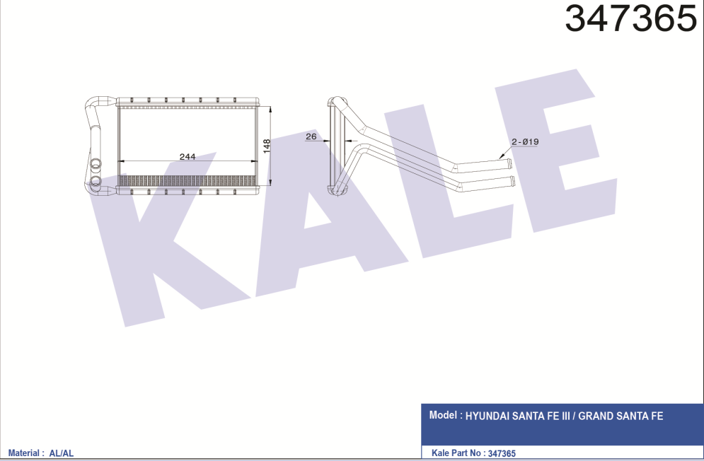 KALORİFER RADYATÖRÜ (BRAZING)(BORULU) HYUNDAI SANTA FE III / GRAND SANTA FE