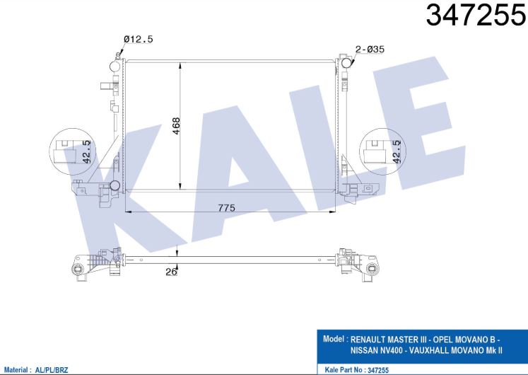 SU RADYATÖRÜ (BRAZING)(MT) RENAULT MASTER III-OPEL MOVANO B-NISSAN