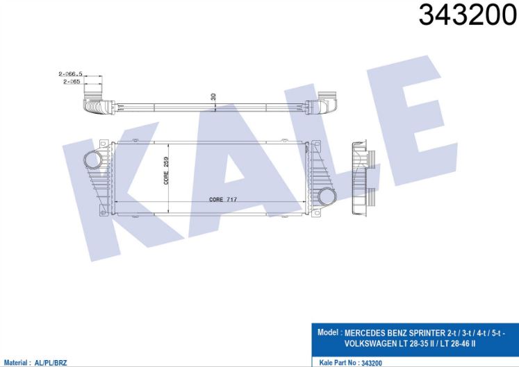 INTERCOOLER (BRAZING) M.BENZ SPRİNTER / VW LT28-35 II