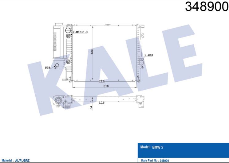 SU RADYATÖRÜ (BRAZING)(AT) BMW 5 (E34) 518X438X34